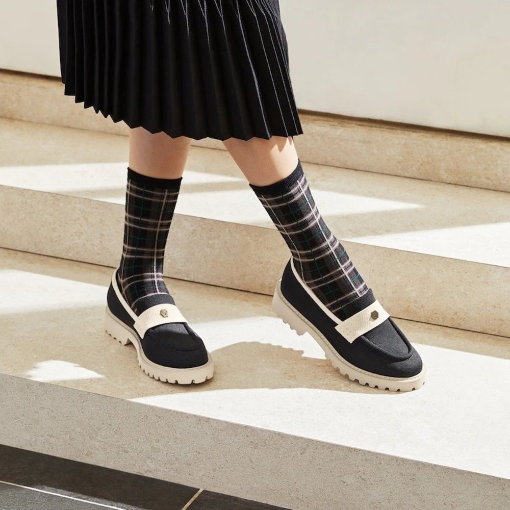 VIVAIA Francesca Black Ivory Chunky Platform Loafers EU 40 US 9 NEW
